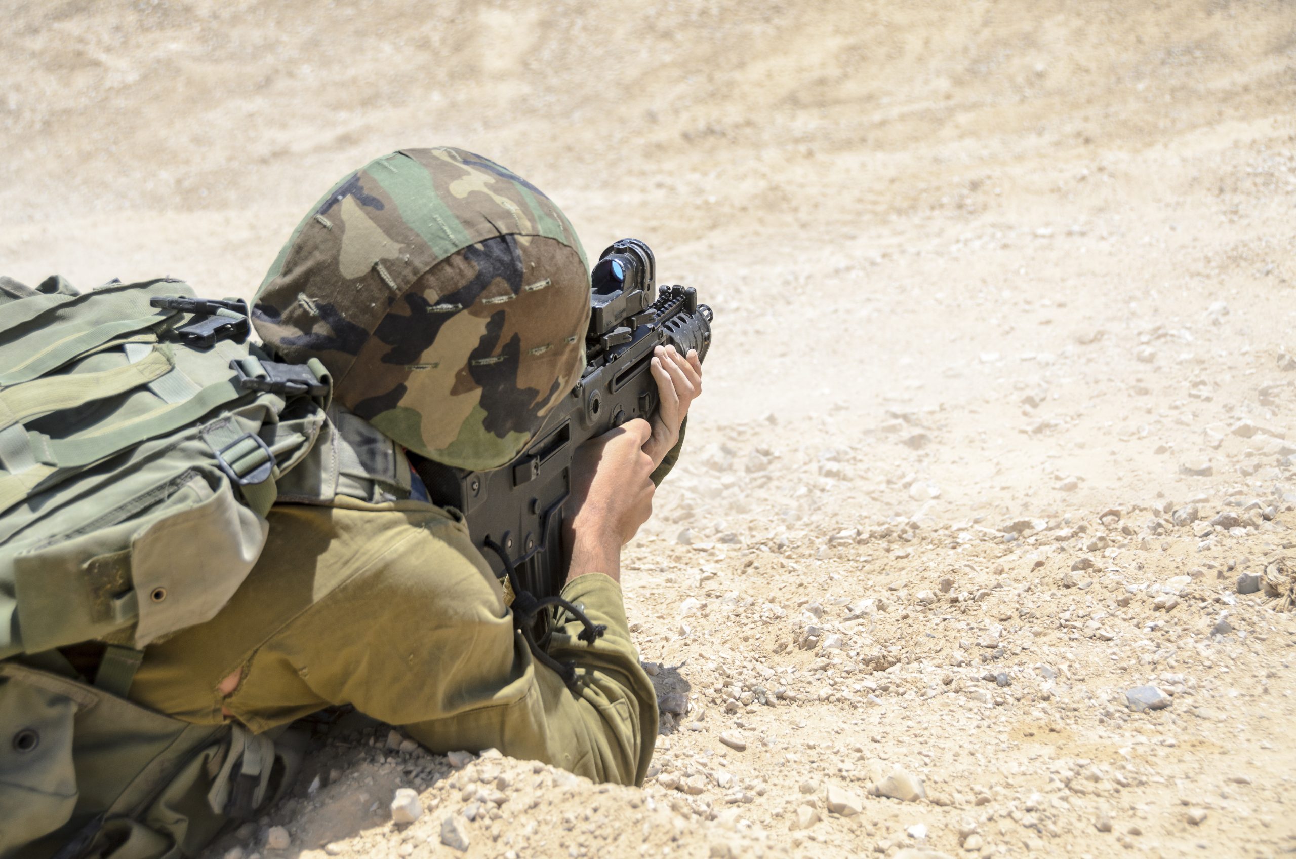Israeli,Army,Combat,Soldier,Firing,At,Terror,Targets.,Soldier,Shooting