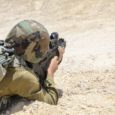 Israeli,Army,Combat,Soldier,Firing,At,Terror,Targets.,Soldier,Shooting